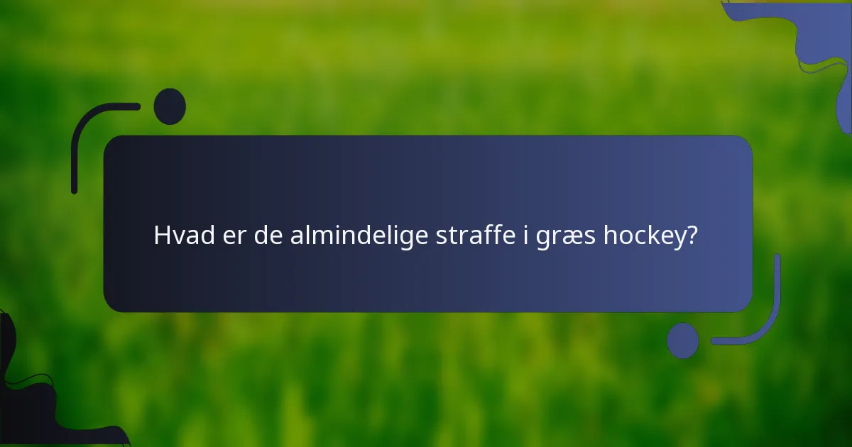 Hvad er de almindelige straffe i græs hockey?