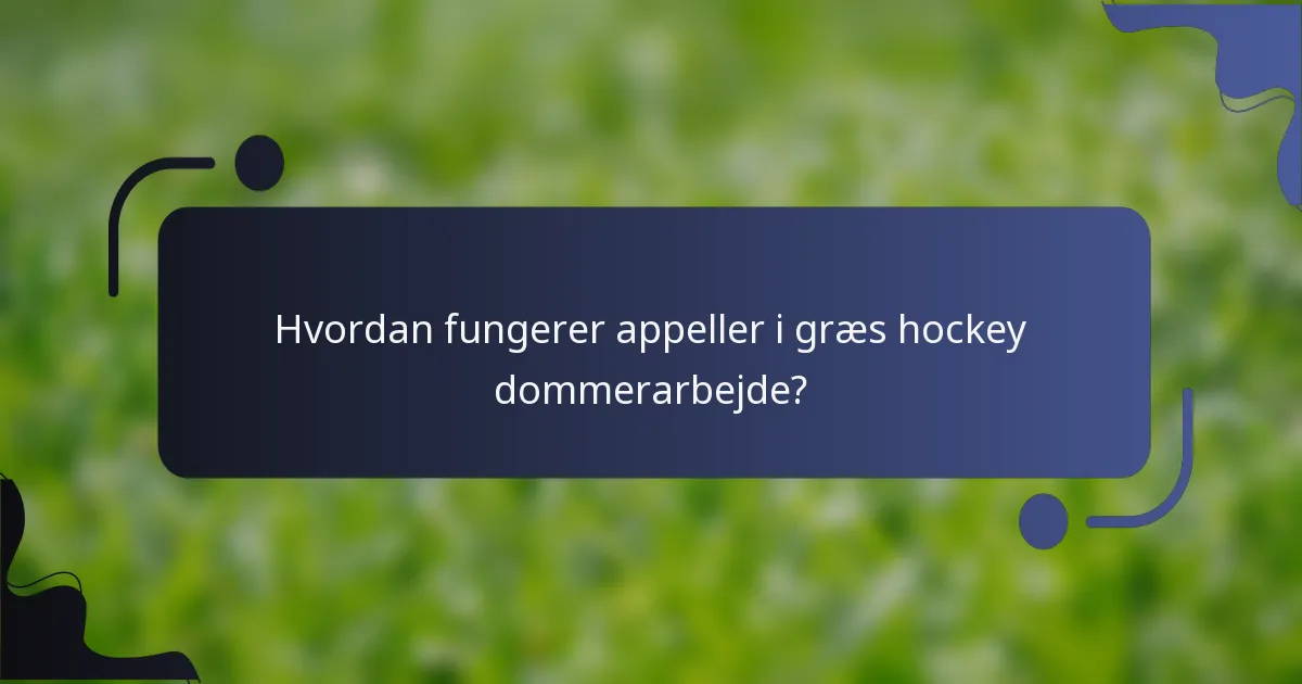 Hvordan fungerer appeller i græs hockey dommerarbejde?